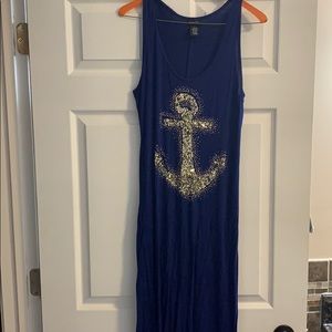 NWOT blue anchor maxi dress